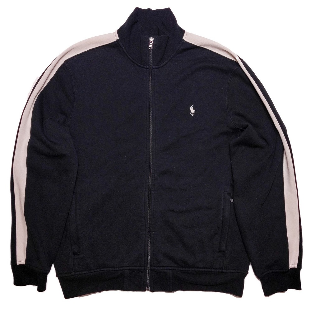 POLO‎ RALPH LAUREN Track Jacket Cotton Polyester Black Men's Large L